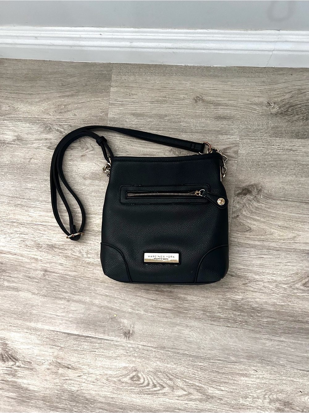 Vintage Marc New York Black Pebbled Leather Crossbody